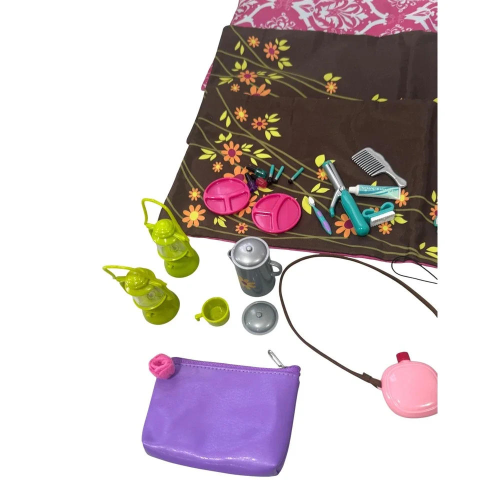 Our Generation Doll Camping Accessories Sleeping Bag Lantern Binoculars Lot